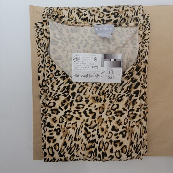 Chicos Animal Print Dress 0 (US 4/6) Short Sleeve Leopard Print Stretch 580 - Picture 9 of 11